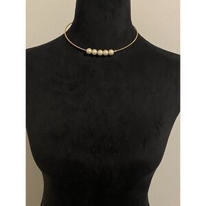 J. Crew Necklace Collar Faux Pearl Gold Tone Minimalist Modern Elegant Jewelry